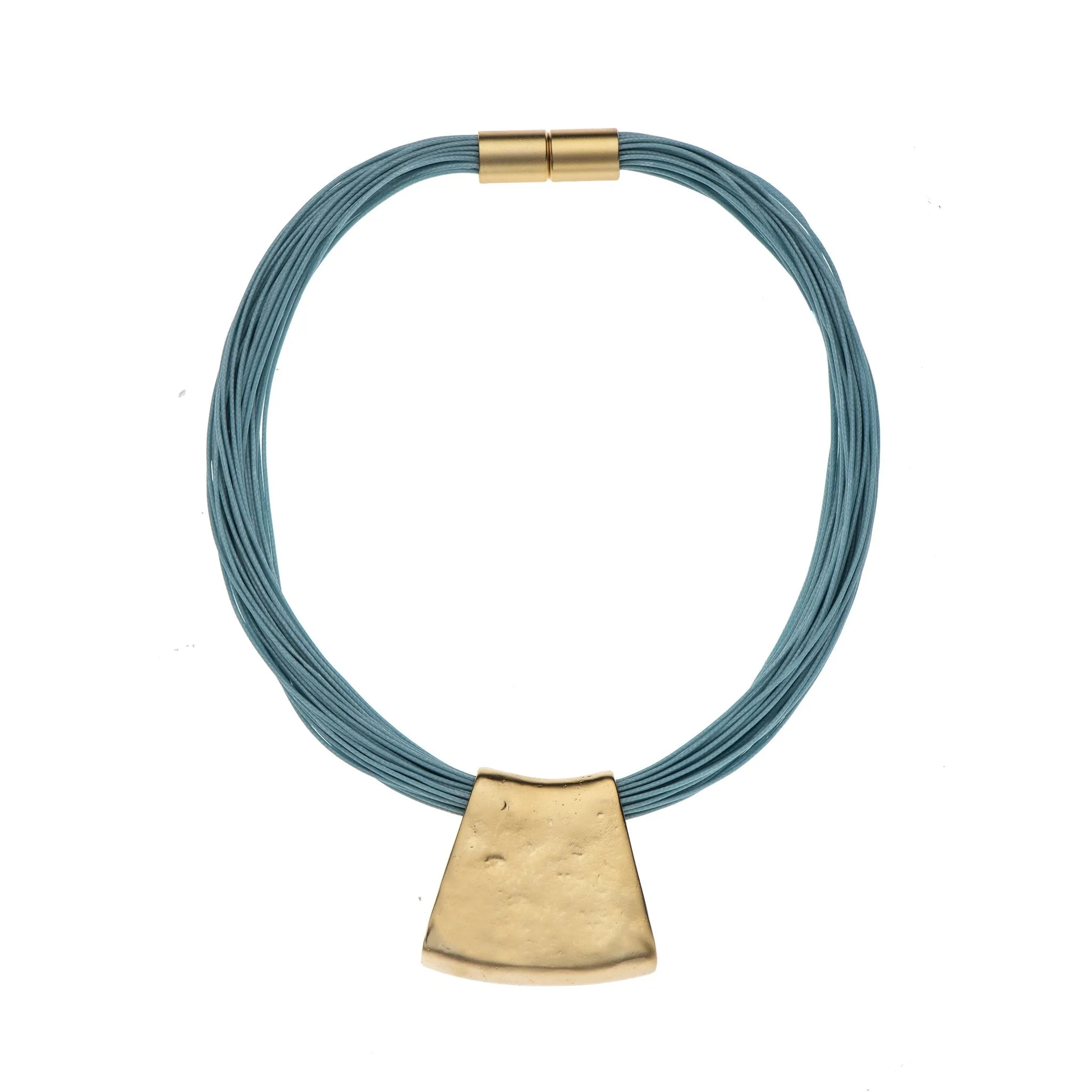 Jessica - Ochre cord & sterling silver pendant necklace
