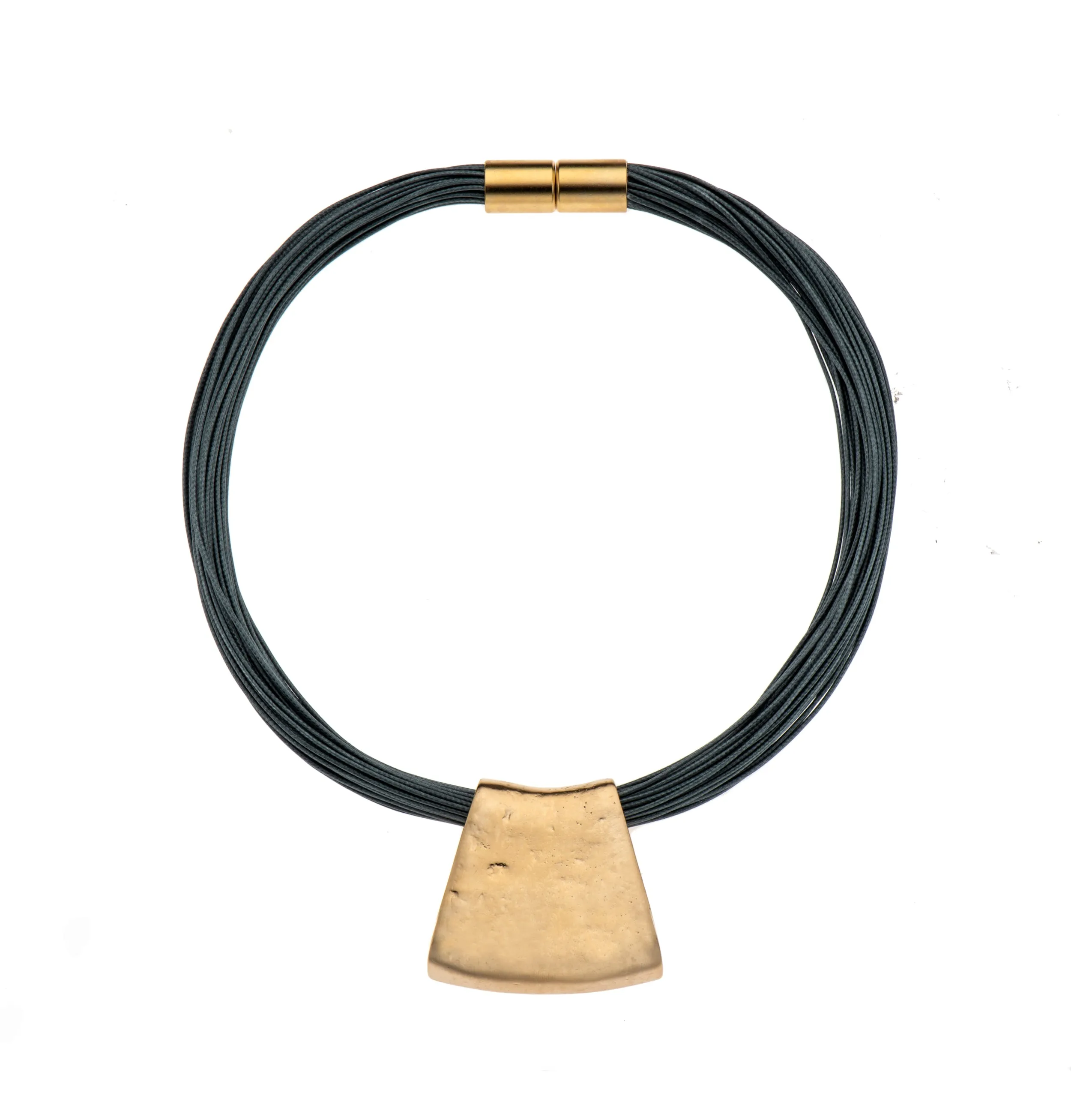 Jessica - Ochre cord & sterling silver pendant necklace
