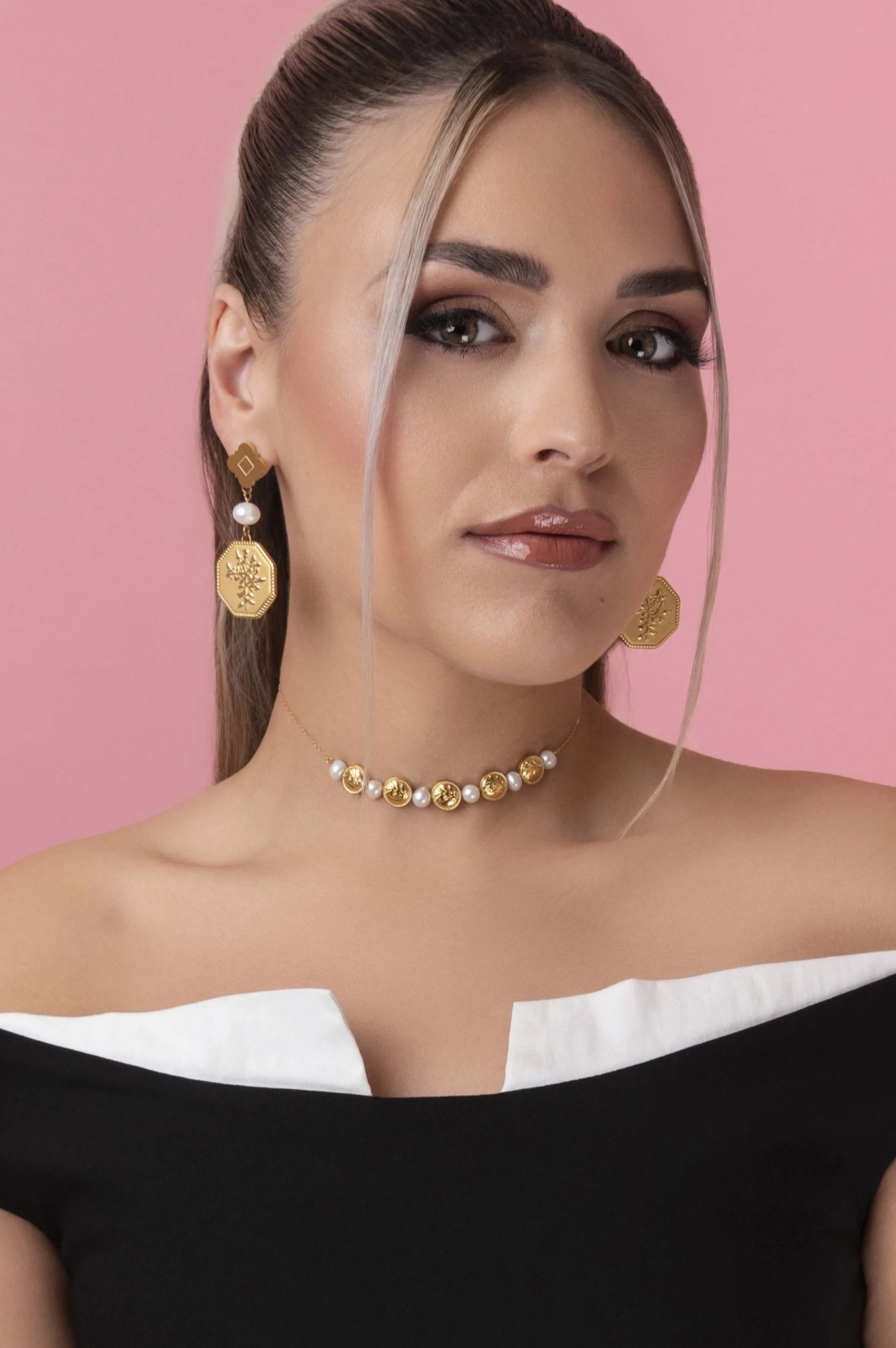 Katerina's Coin & Freshwater Pearl Statement Choker