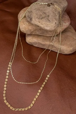 Kinsley 20" Triple Layer Gold Chain Necklace