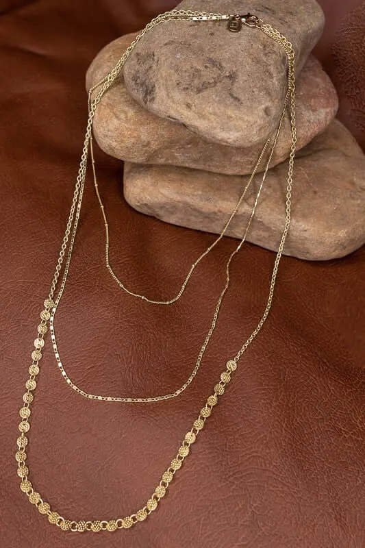 Kinsley 20" Triple Layer Gold Chain Necklace