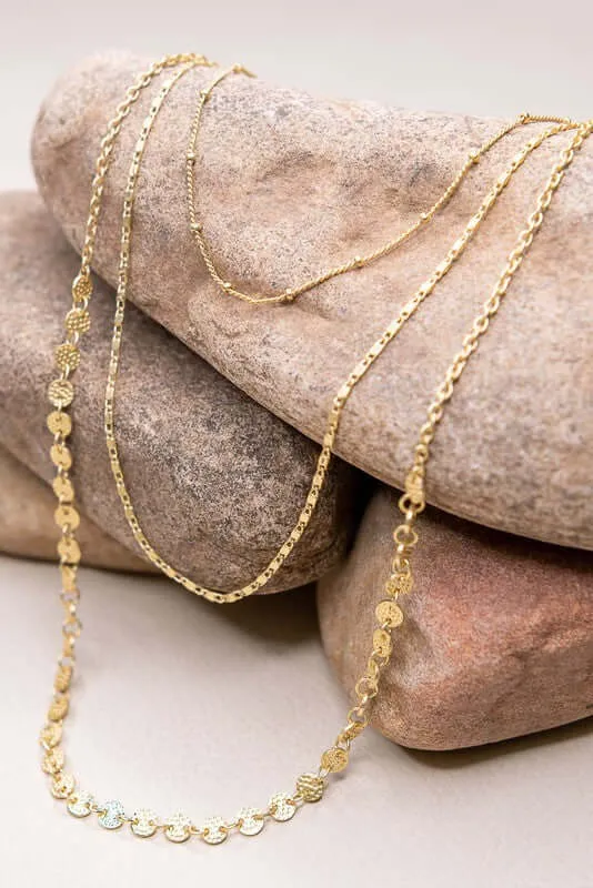 Kinsley 20" Triple Layer Gold Chain Necklace