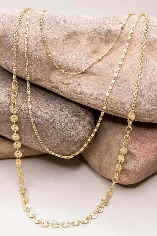 Kinsley 20" Triple Layer Gold Chain Necklace