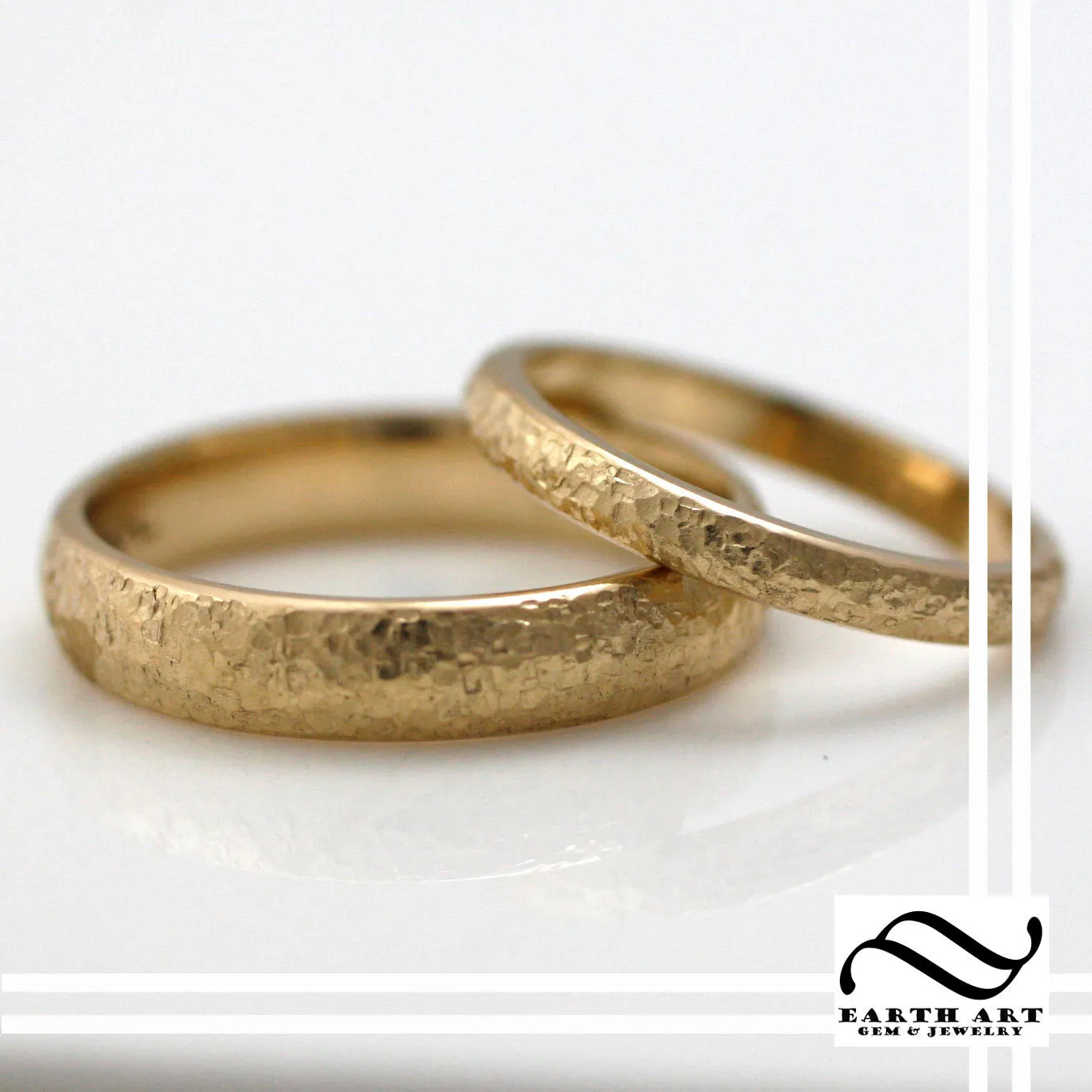 Ladies Aspen Ring - 14k - Hand textured tree bark ring