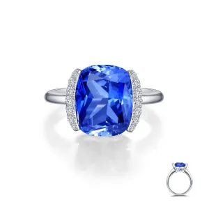Lafonn Sterling Silver Fancy Lab Grown Tanzanite and Simulated Diamond Ring