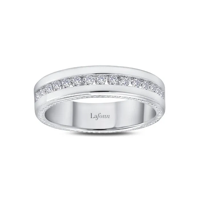 Lafonn Sterling Silver Platinum Plated Simulated Diamonds Mens Eternity Band