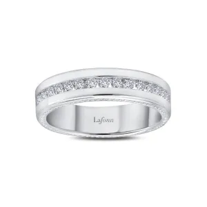 Lafonn Sterling Silver Platinum Plated Simulated Diamonds Mens Eternity Band