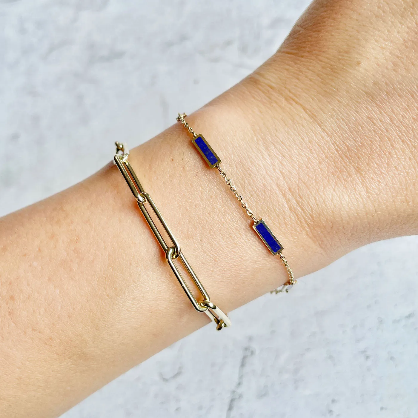 Lapis Bar Chain Bracelet
