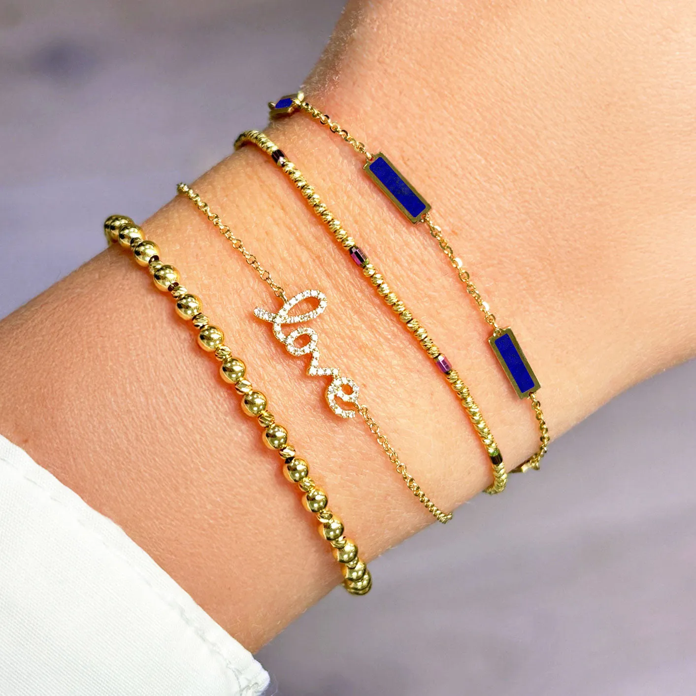 Lapis Bar Chain Bracelet