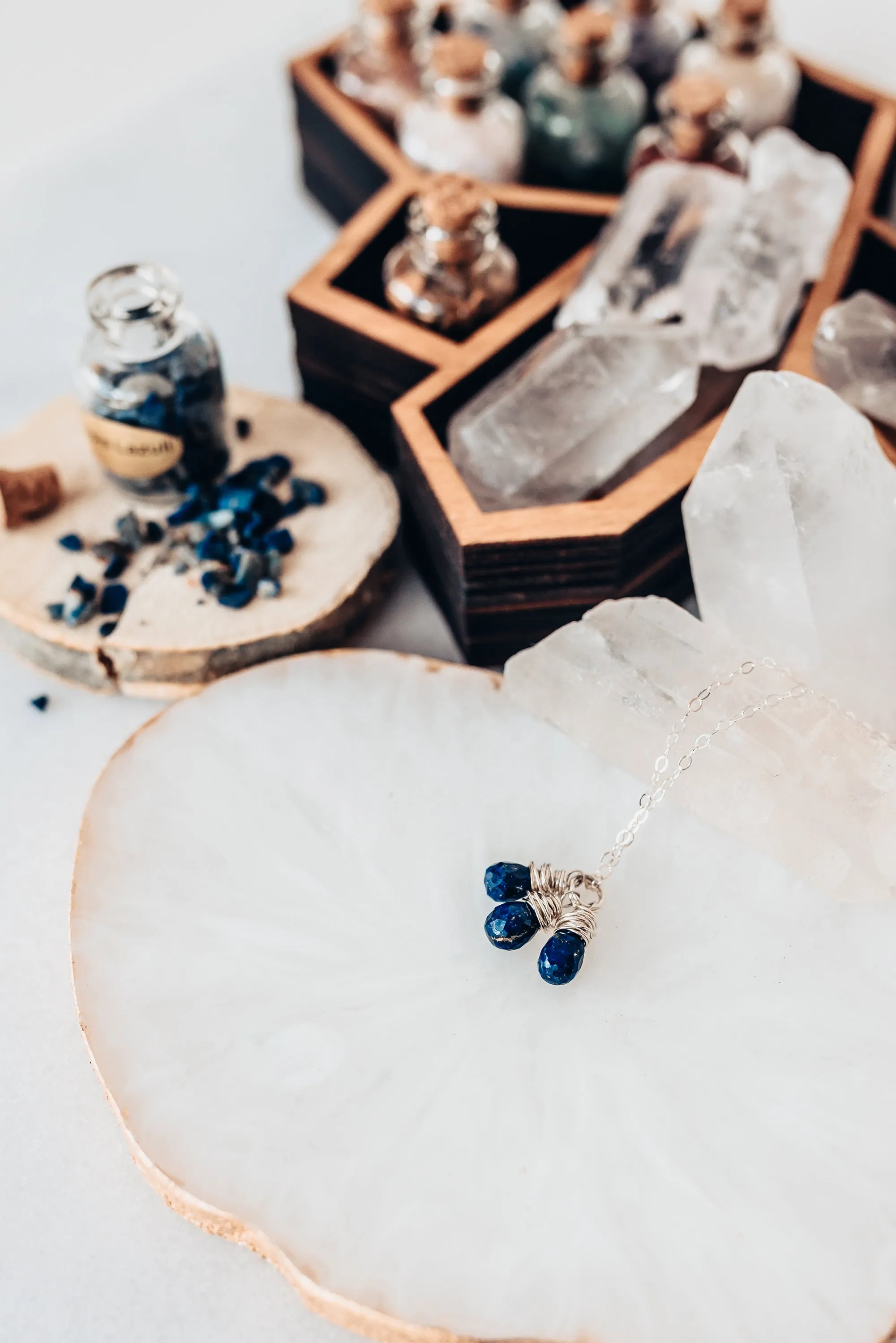 Lapis Lazuli Gemstone Drops Sterling Silver Necklace As Seen On Seal Team
