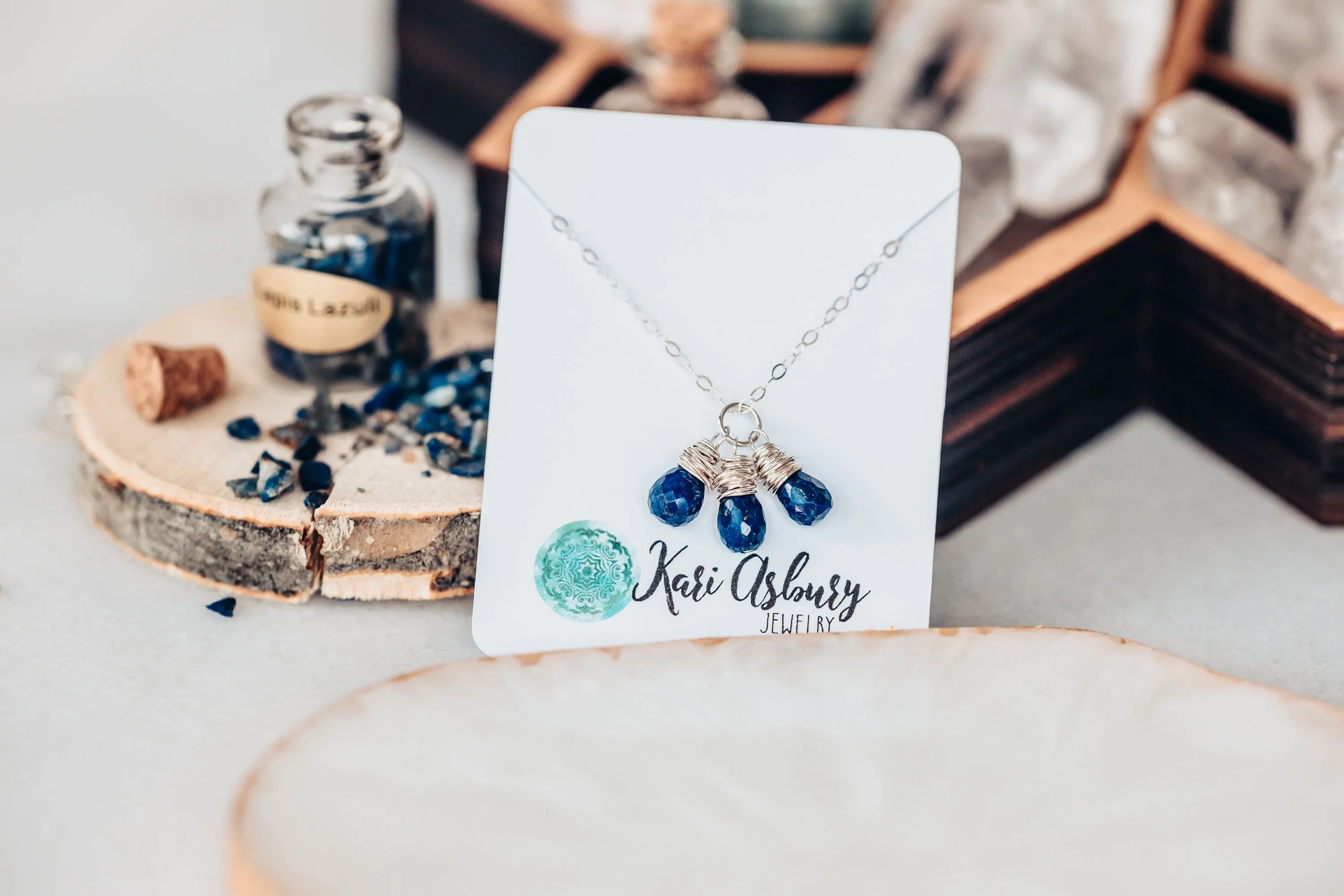 Lapis Lazuli Gemstone Drops Sterling Silver Necklace As Seen On Seal Team