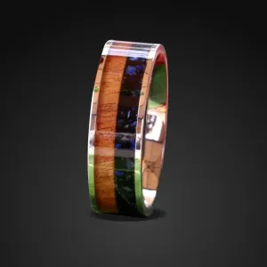 Lapis Lazuli Wedding Band Koa Wood Ring