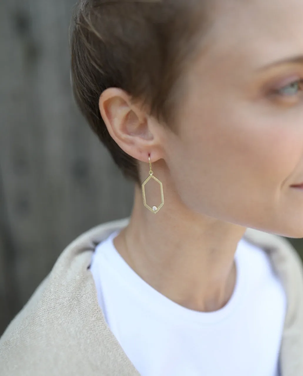 Large Diamond Hexagon Earrings