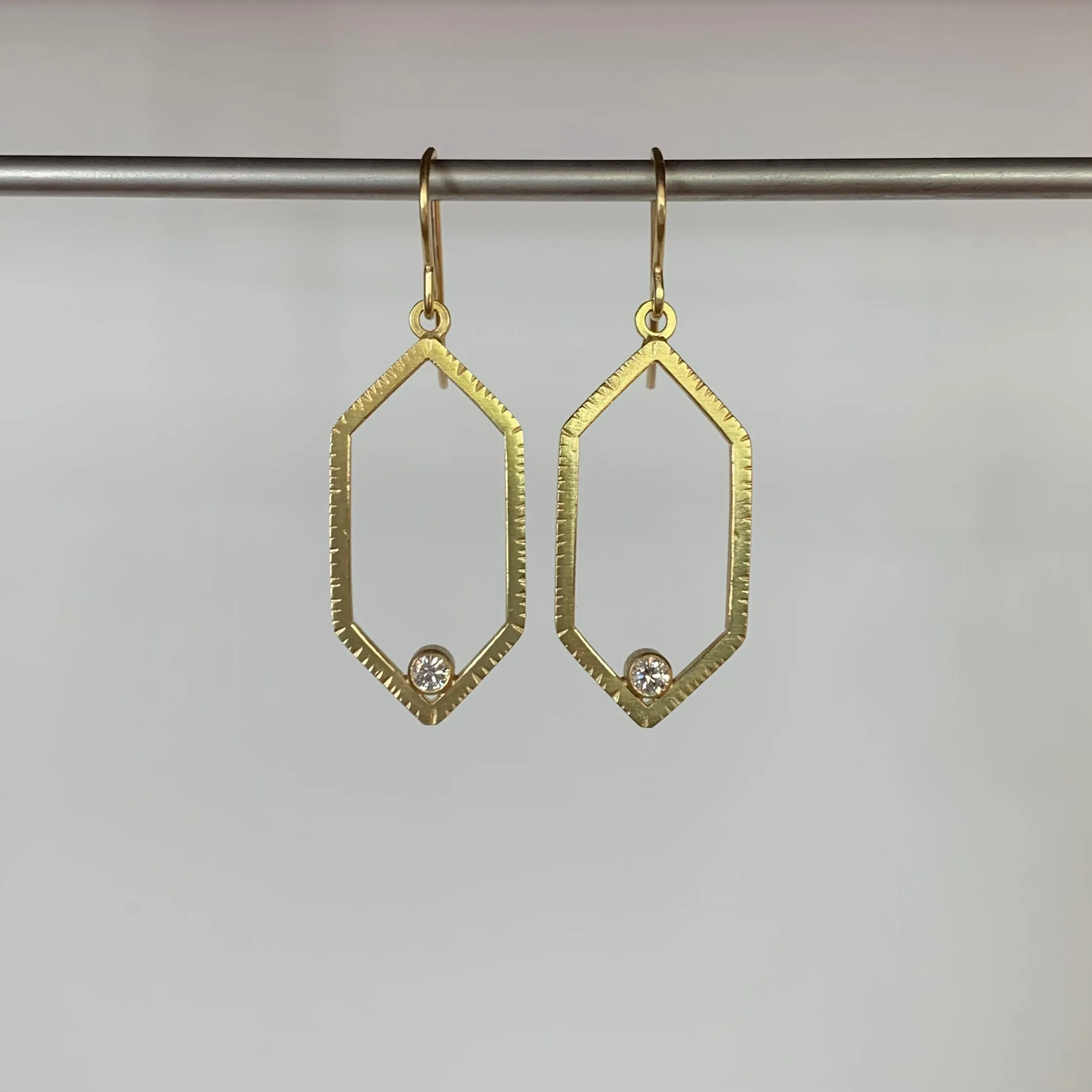 Large Diamond Hexagon Earrings