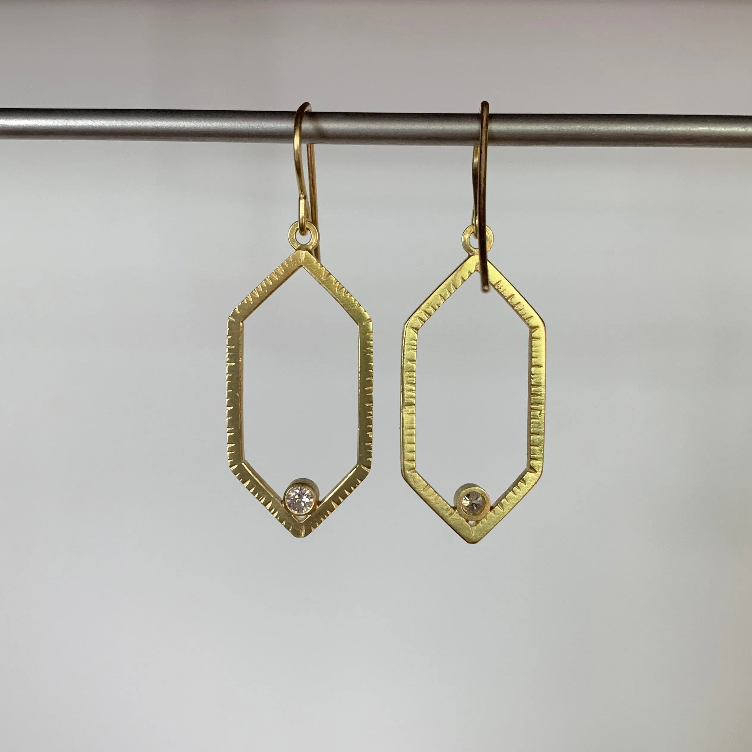 Large Diamond Hexagon Earrings