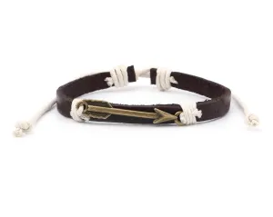 Leather Bracelet Brass arrow brown