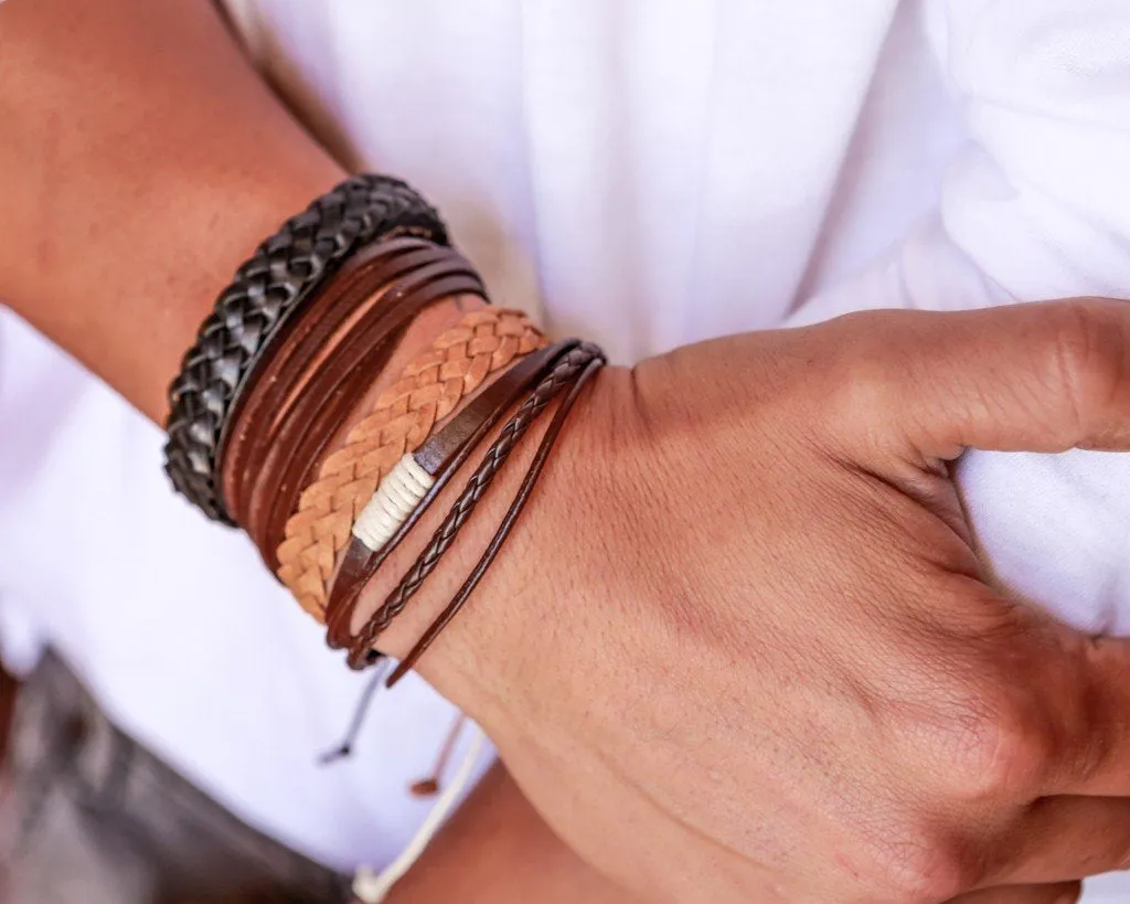 leather bracelet multistrand - white cord