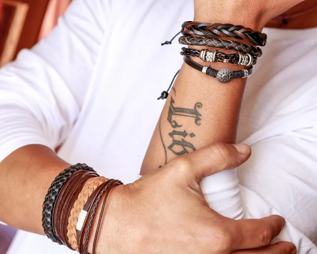 leather bracelet multistrand - white cord