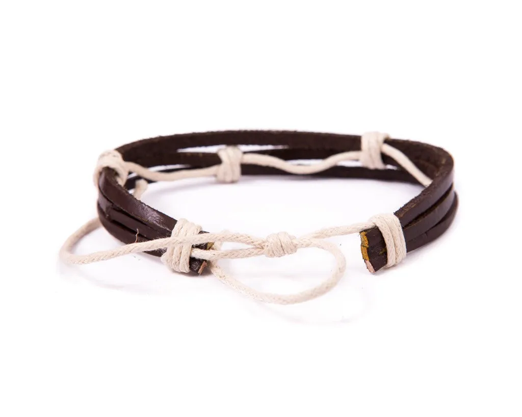 leather bracelet multistrand - white cord