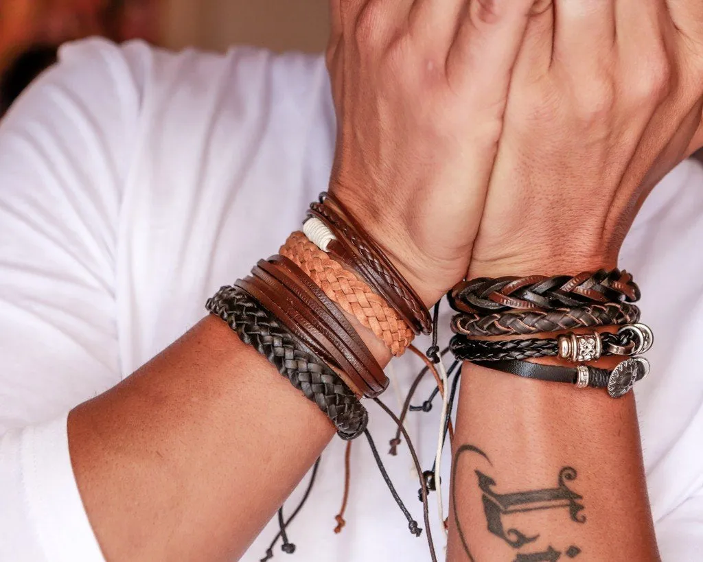 leather bracelet multistrand - white cord