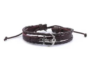Leather Multistrand Bracelet metal anchor