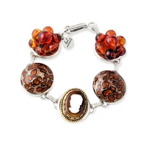 Leopard Cameo Vintage Cluster Bracelet