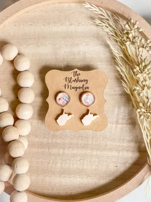Light Peach WV   Floral Studs