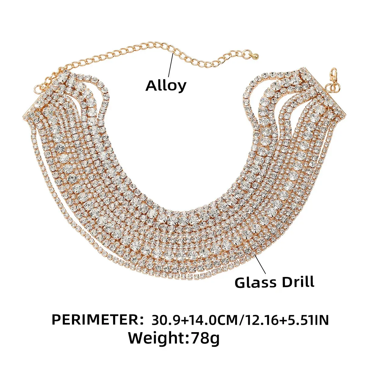 Luxury Multilayers Crystal Chokers Necklaces for Women Rhinestone Chains Necklaces Statements Jewelry