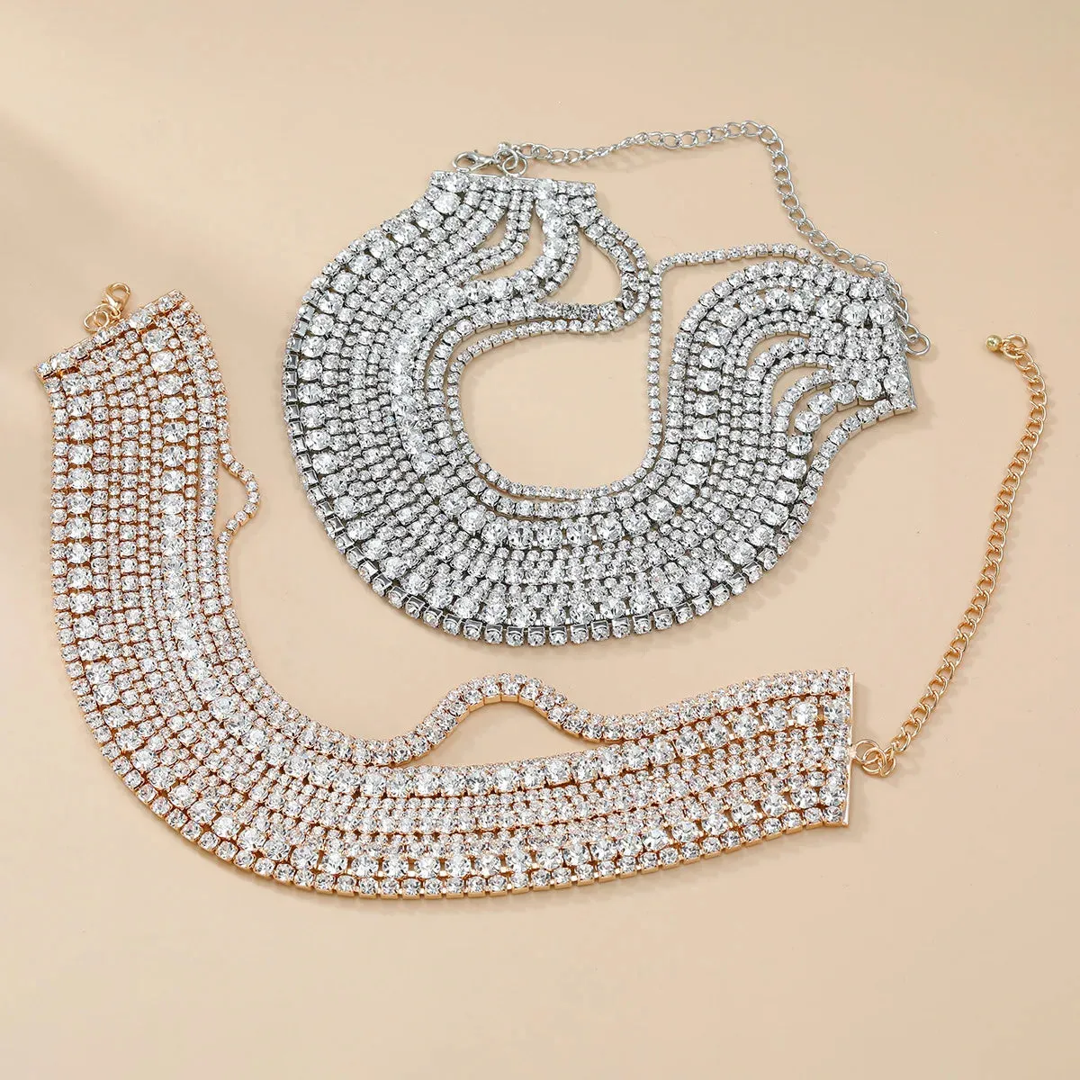 Luxury Multilayers Crystal Chokers Necklaces for Women Rhinestone Chains Necklaces Statements Jewelry