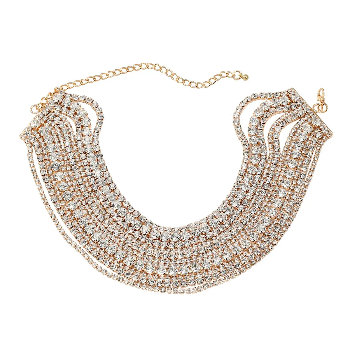 Luxury Multilayers Crystal Chokers Necklaces for Women Rhinestone Chains Necklaces Statements Jewelry