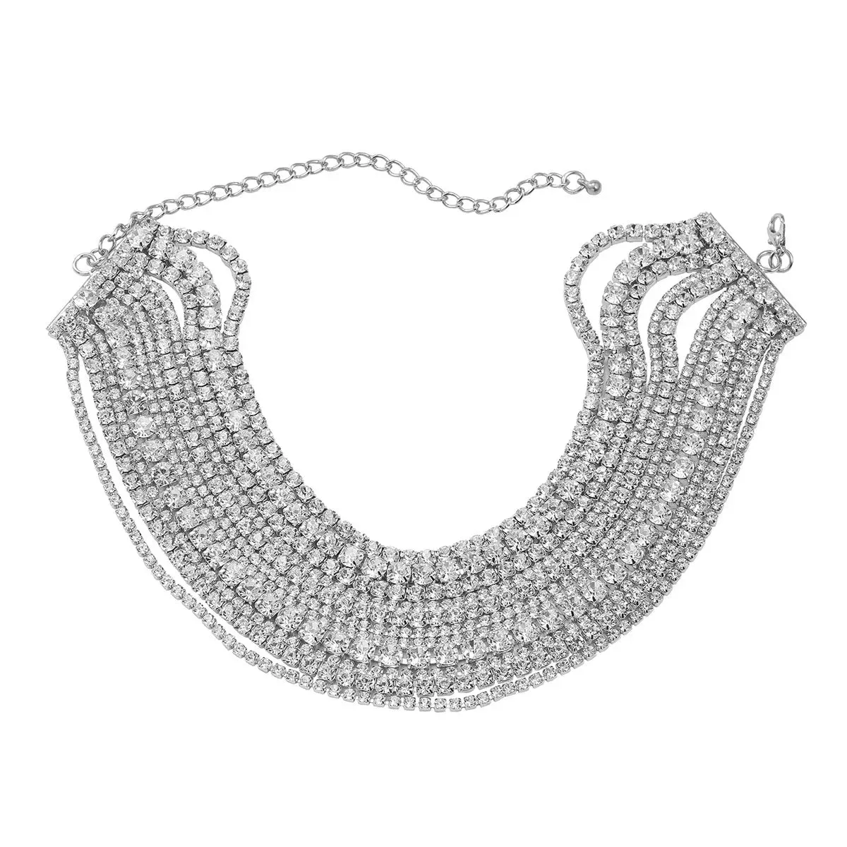 Luxury Multilayers Crystal Chokers Necklaces for Women Rhinestone Chains Necklaces Statements Jewelry
