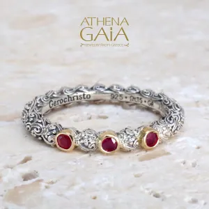 Meadow Breeze Triple Round Stone Stackable Ring