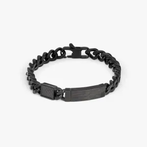 Meccanico Bracelet With Black Carbon Fibre In Black Plated Stainless Steel