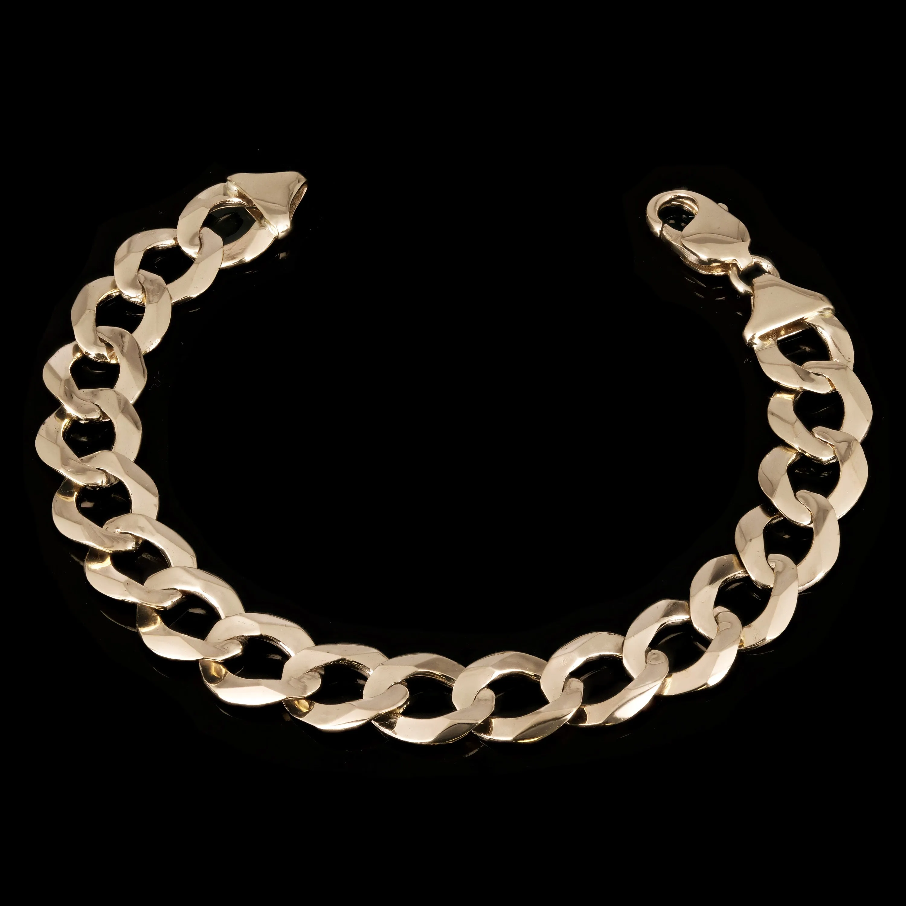 Men's 14k Yellow Gold Solid Cuban Link Chain Bracelet 9" 11mm - 25.2 grams