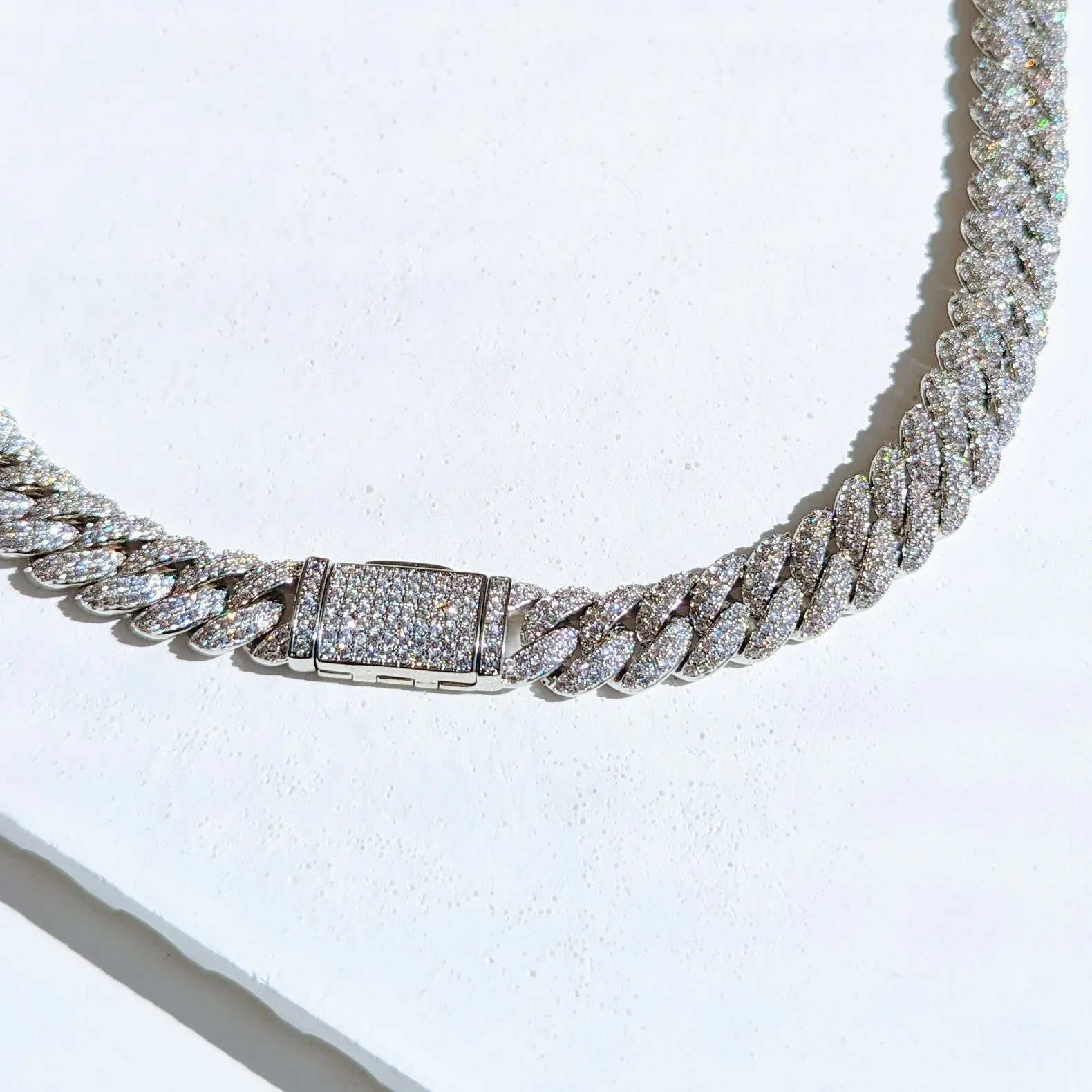 Men's Silver Diamond Cuban Chain Necklace
