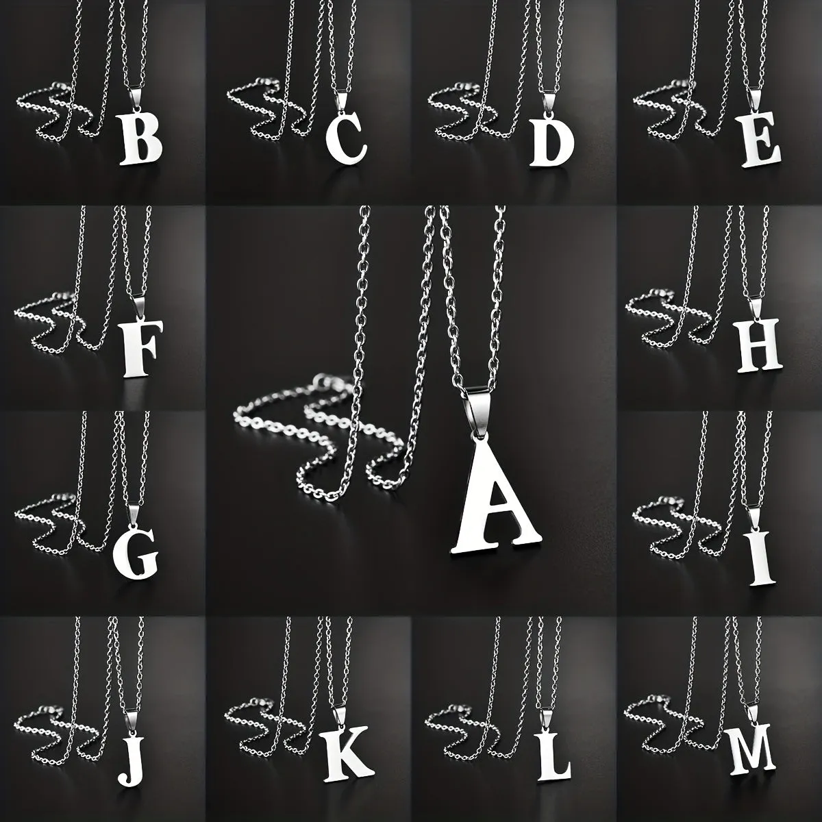Men's Stainless Steel Letter Necklace Birthday Gift