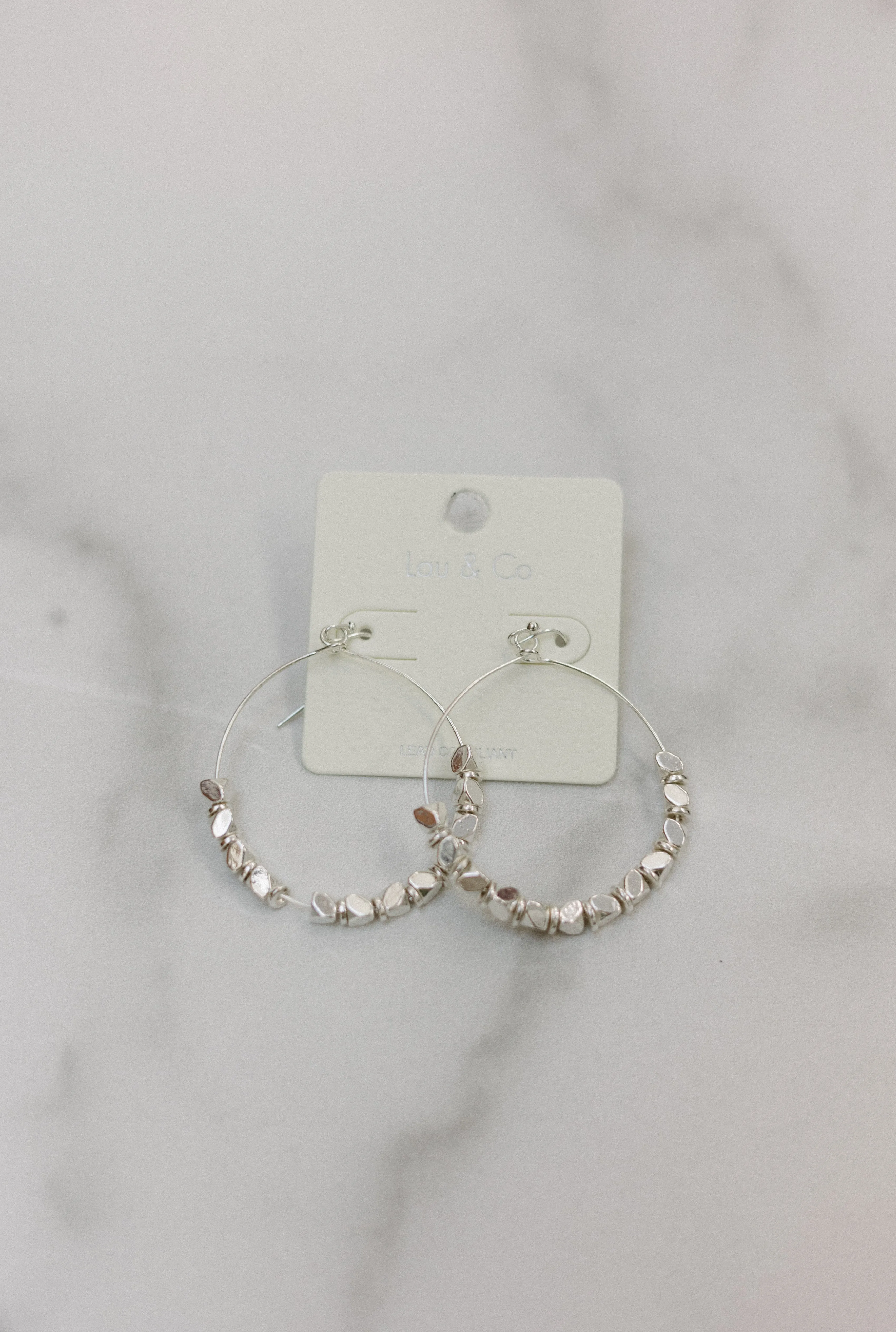 Metal Beaded Circle Earrings