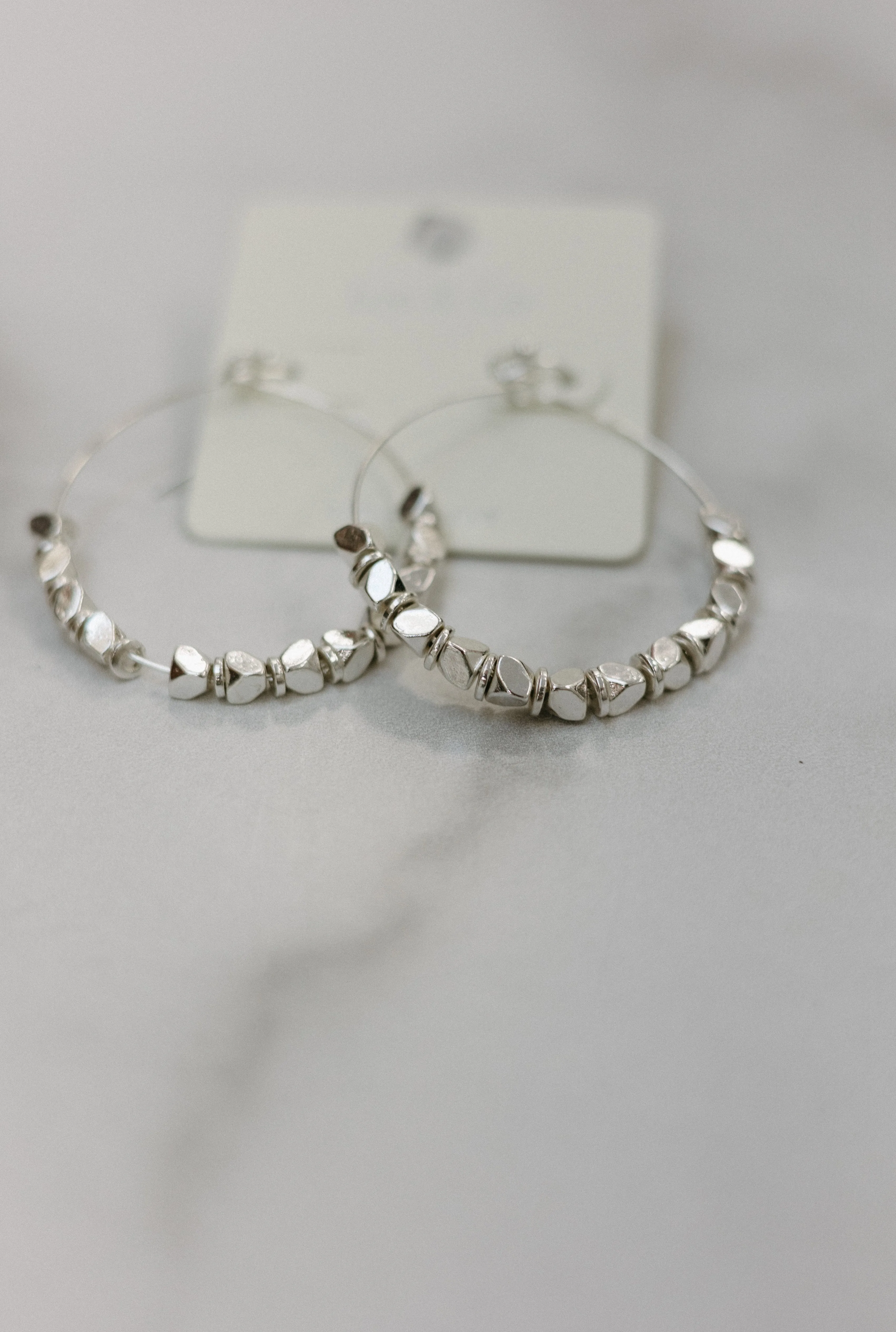 Metal Beaded Circle Earrings