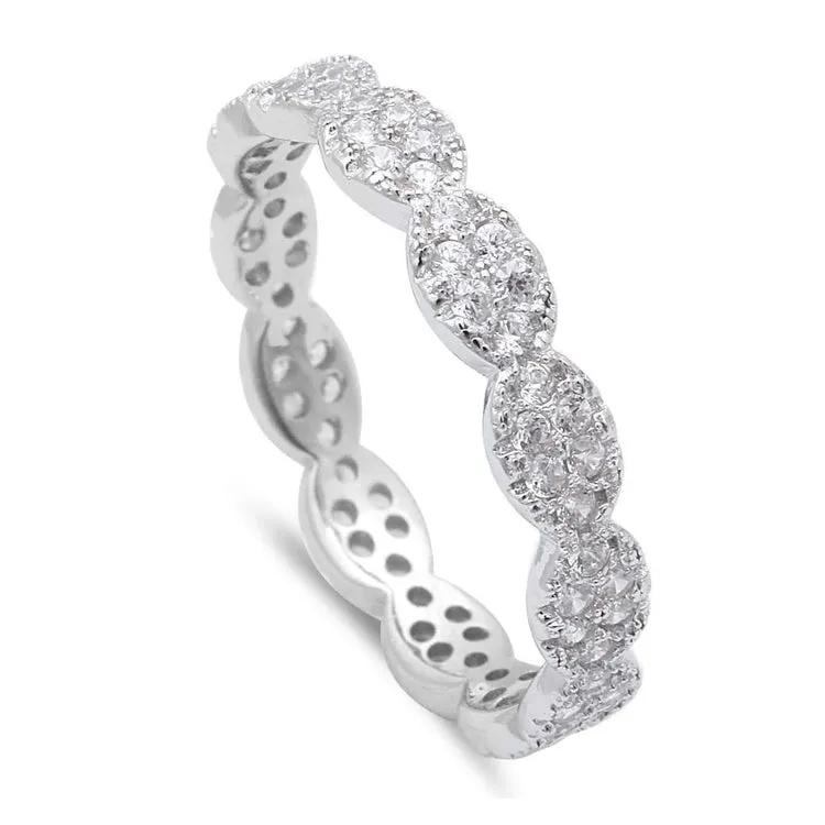 Micro Pave CZ Eternity Style Band - Gold or Silver