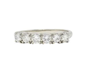 Mid-Century 0.50 CTW Diamond 14 Karat White Gold Six Stone Vintage Stacking Band Ring