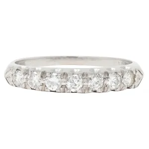 Mid-Century 0.56 CTW Transitional Cut Diamond Platinum Vintage Wedding Band Ring
