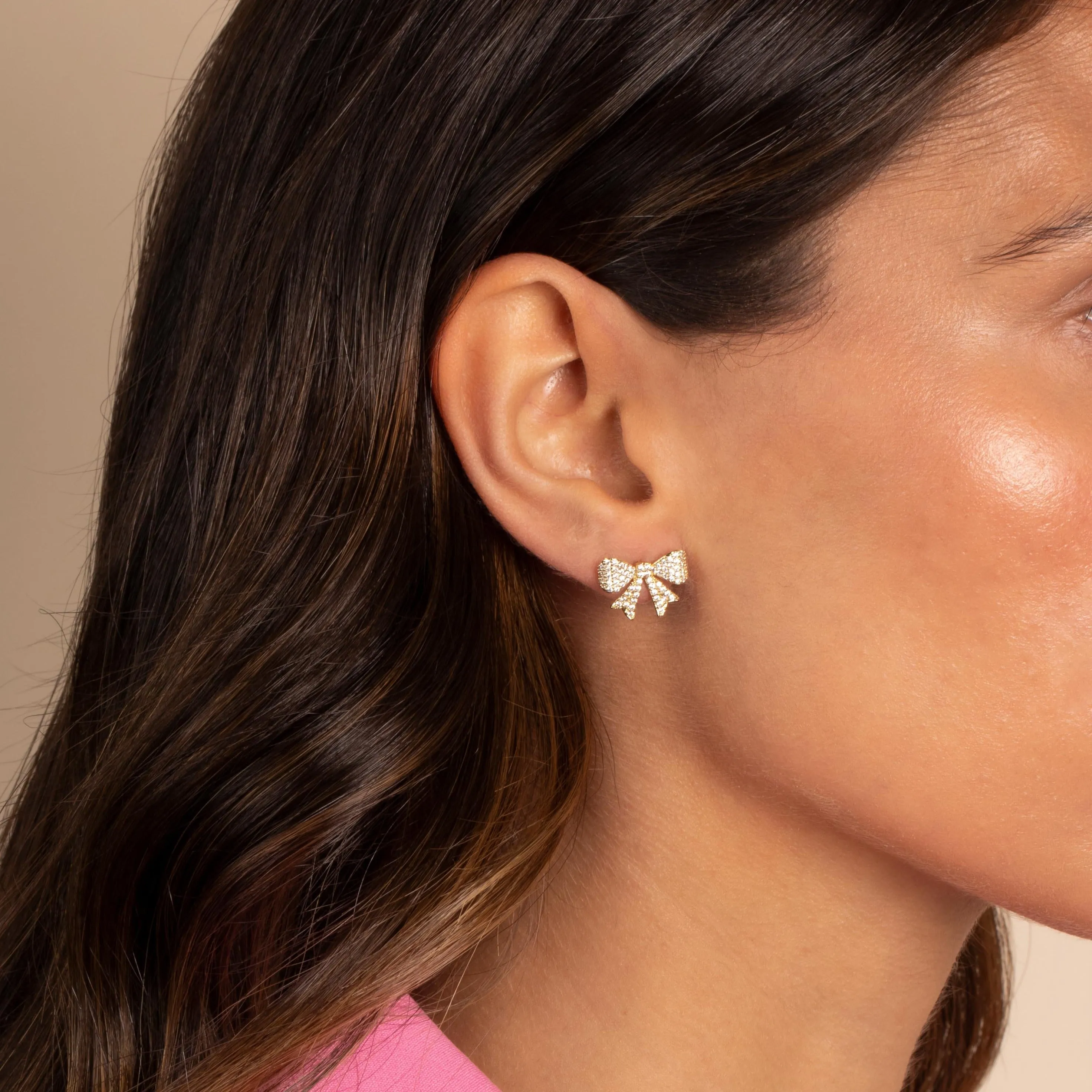 Mini Pave Bow Tie Stud Earring