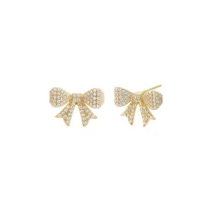 Mini Pave Bow Tie Stud Earring