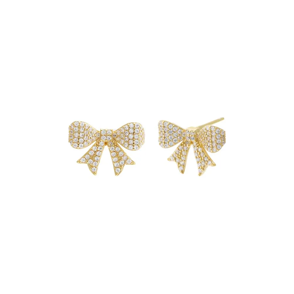 Mini Pave Bow Tie Stud Earring