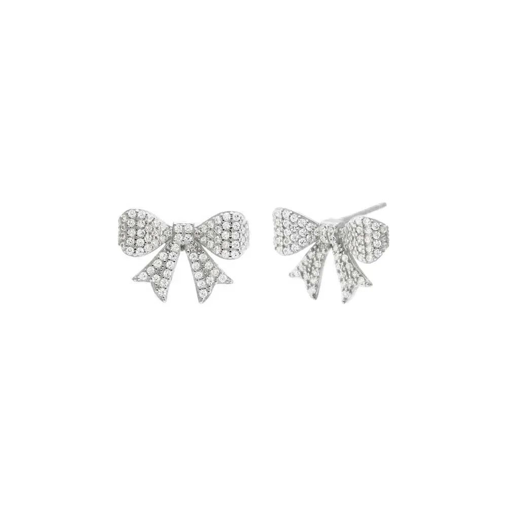 Mini Pave Bow Tie Stud Earring