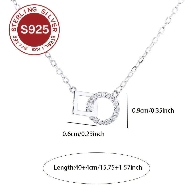 Minimalist Geometric Necklace 925 Hypoallergenic Interlocking Round Chain