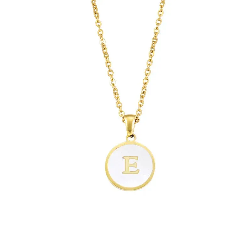 Minimalist Initial Enamel White A-Z Pendant Letter Alphabet Personalize Pendant Necklace for Women Men Jewelry Gift