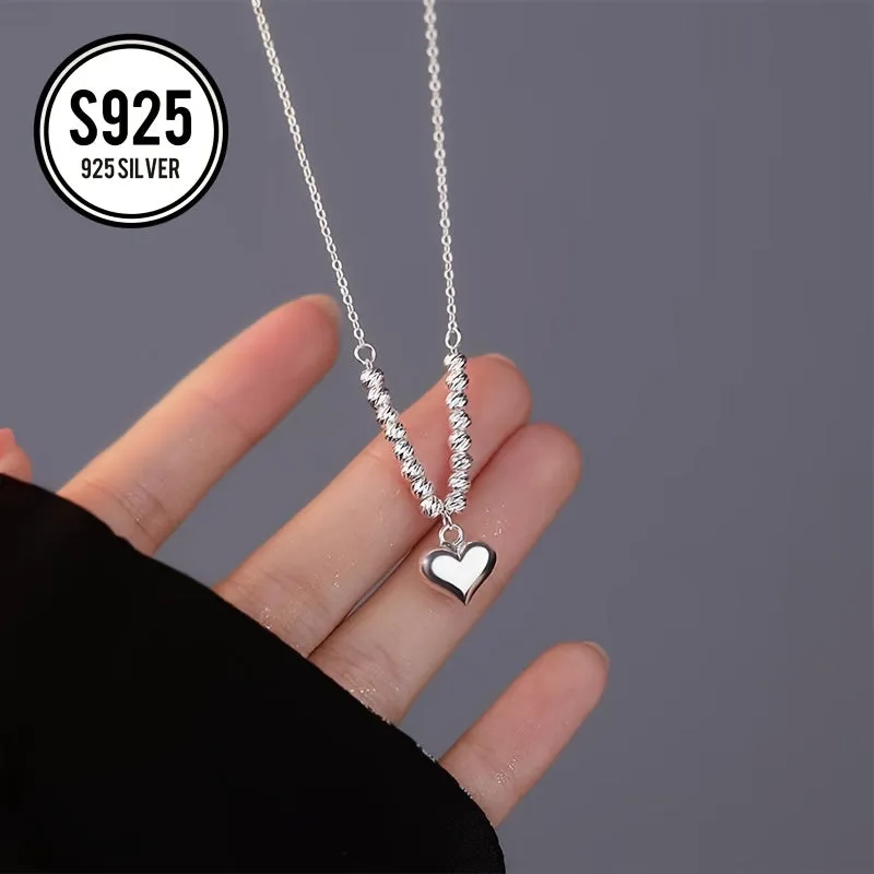 Minimalist Twill Beads Love Pendant Necklace, Gift for Girls & Ladies