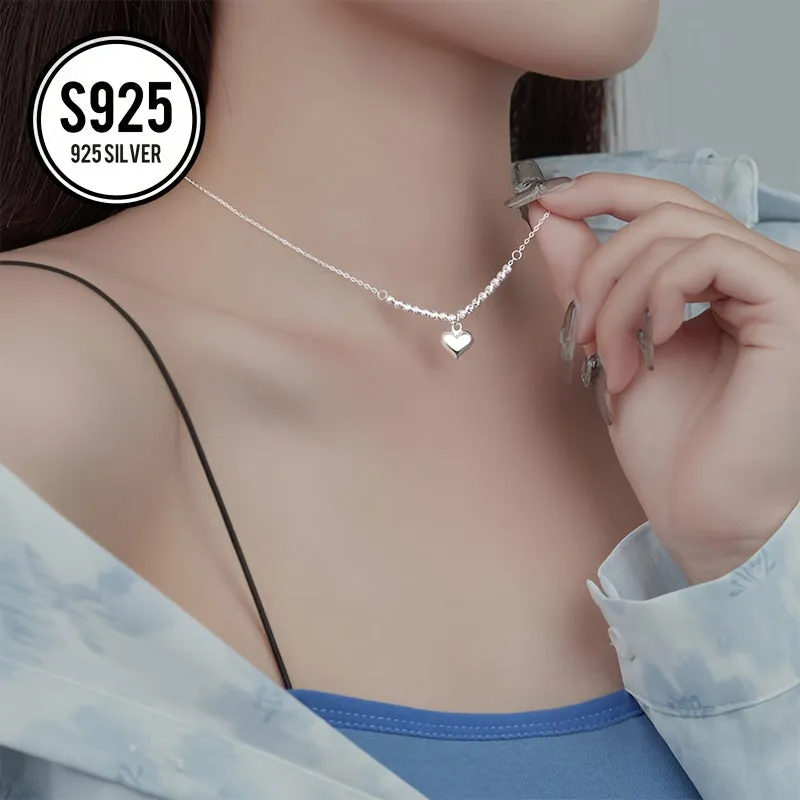 Minimalist Twill Beads Love Pendant Necklace, Gift for Girls & Ladies