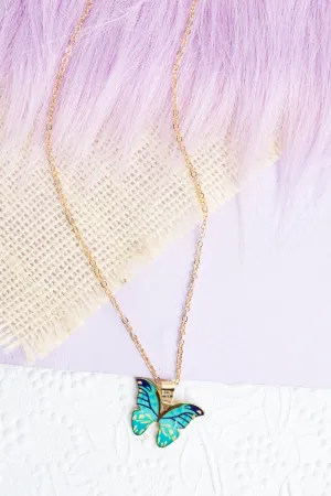 Mint Butterfly Beauty Goldtone Necklace